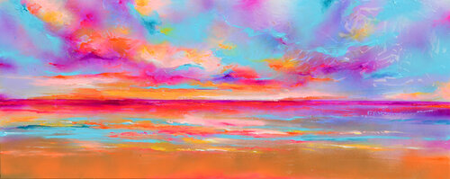 New Horizon 173 - Large Colorful Seascape Painting di Roxana Soos, Pittura in vendita su Singulart