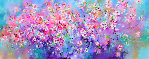 Sakura - Large Cherry Tree Blossom di Roxana Soos, Pittura in vendita su Singulart