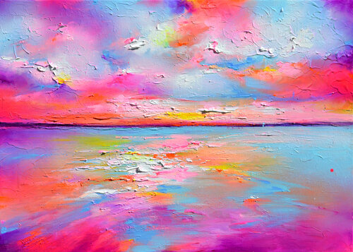 New Horizon 179 - Large Seascape, Colorful Sunset di Roxana Soos, Pittura in vendita su Singulart