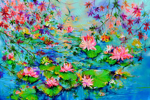 Japanese Maple - Water Lilies on the Pond Roxana Soos