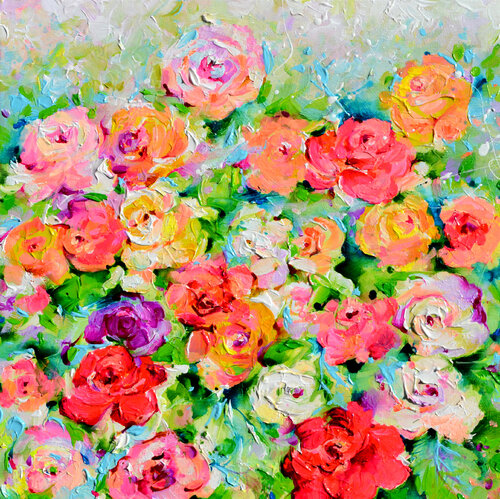 Colorful Roses, Rose Field von Roxana Soos, Malerei kaufen auf Singulart