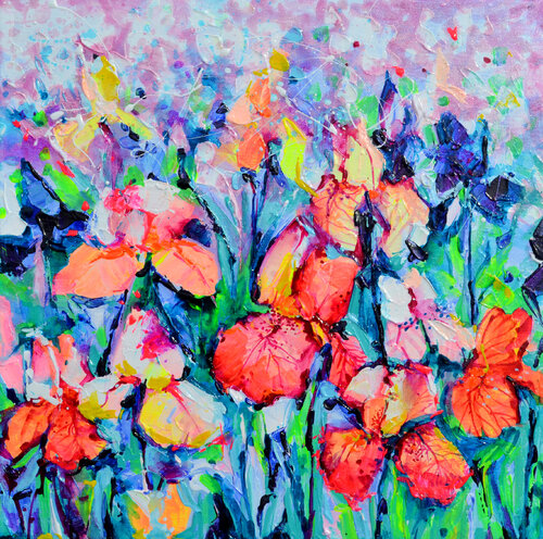 Iris Flower Field von Roxana Soos, Malerei kaufen auf Singulart