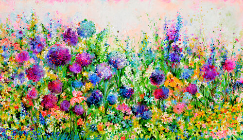 More than Enough - Spring Garden Flower Field di Roxana Soos, Pittura in vendita su Singulart