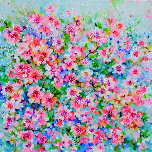 Sakura Cherry Tree Blossom de Roxana Soos, Pintura a la venta en Singulart