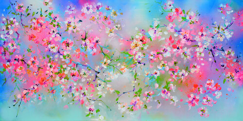 Sakura Haiku Cherry Tree Blossom van Roxana Soos, Schilderij te koop op Singulart