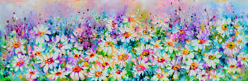 Woodland Wild Daisies Meadow- Floral Delight van Roxana Soos, Schilderij te koop op Singulart