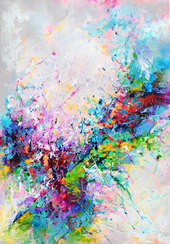 Waterfowl Flight - Colorful Dreamy Abstract von Roxana Soos, Malerei kaufen auf Singulart
