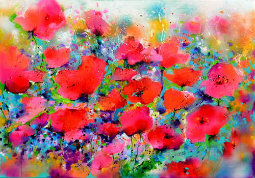 Poppies Field van Roxana Soos, Schilderij te koop op Singulart