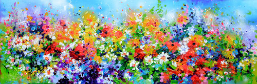 I've Dreamed 4 - Poppies and Cottage Flowers van Roxana Soos, Schilderij te koop op Singulart