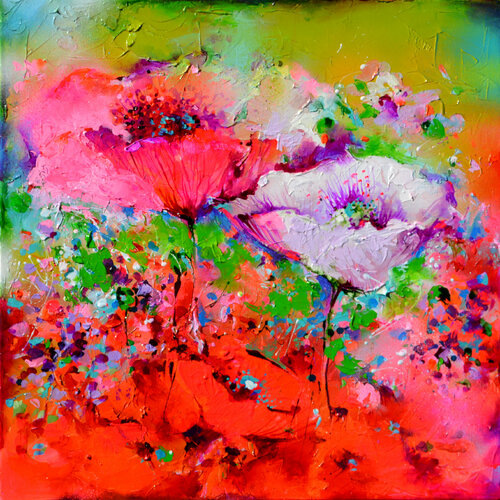 Poppies Field van Roxana Soos, Schilderij te koop op Singulart