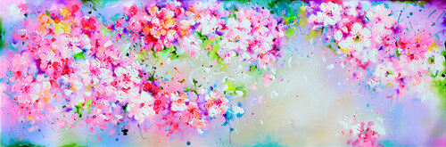 I've Dreamed 7 - Sakura Colorful Blossom van Roxana Soos, Schilderij te koop op Singulart