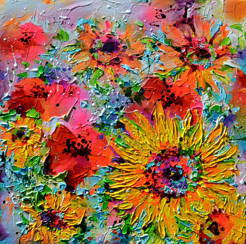 I've Dreamed 11 - Sunflowers van Roxana Soos, Schilderij te koop op Singulart