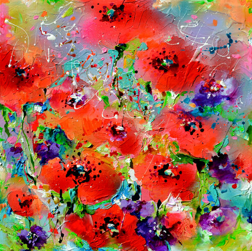 I've Dreamed 12 - Poppies Field van Roxana Soos, Schilderij te koop op Singulart