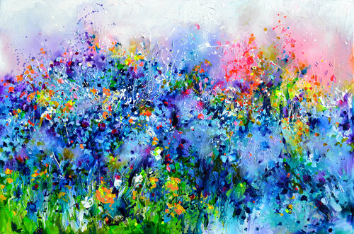 I've Dreamed 17 - Cottage Flowers Field van Roxana Soos, Schilderij te koop op Singulart