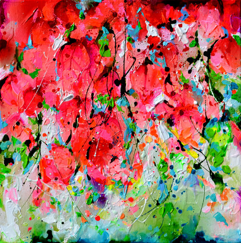 I've Dreamed 19 - Red Bougainvillea van Roxana Soos, Schilderij te koop op Singulart