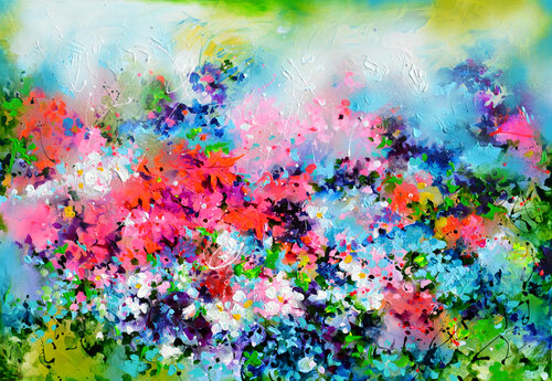 I've Dreamed 21 - Wild Flowers Field van Roxana Soos, Schilderij te koop op Singulart