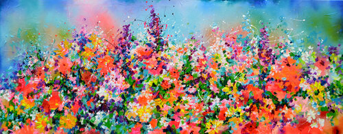 I've Dreamed 24 - Daisies, Sunflowers, Poppies and Cottage Flowers van Roxana Soos, Schilderij te koop op Singulart