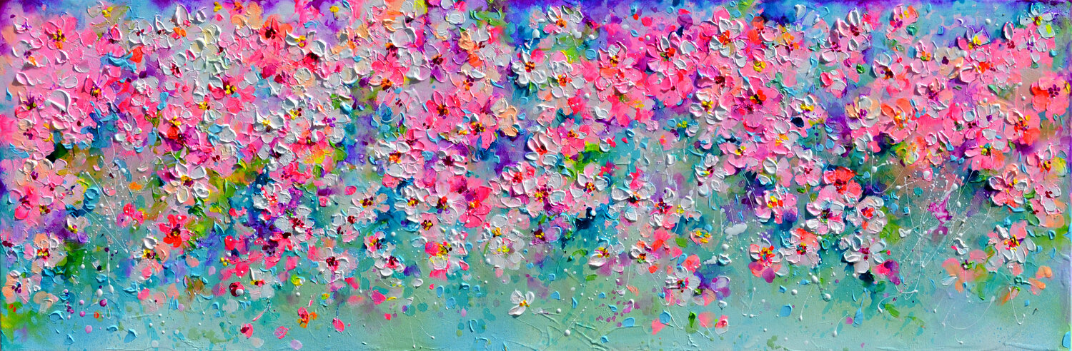 I've Dreamed 46 - Sakura Pink Cherry Tree Colorful Blossom Roxana Soos Originalgemälde zu verkaufen