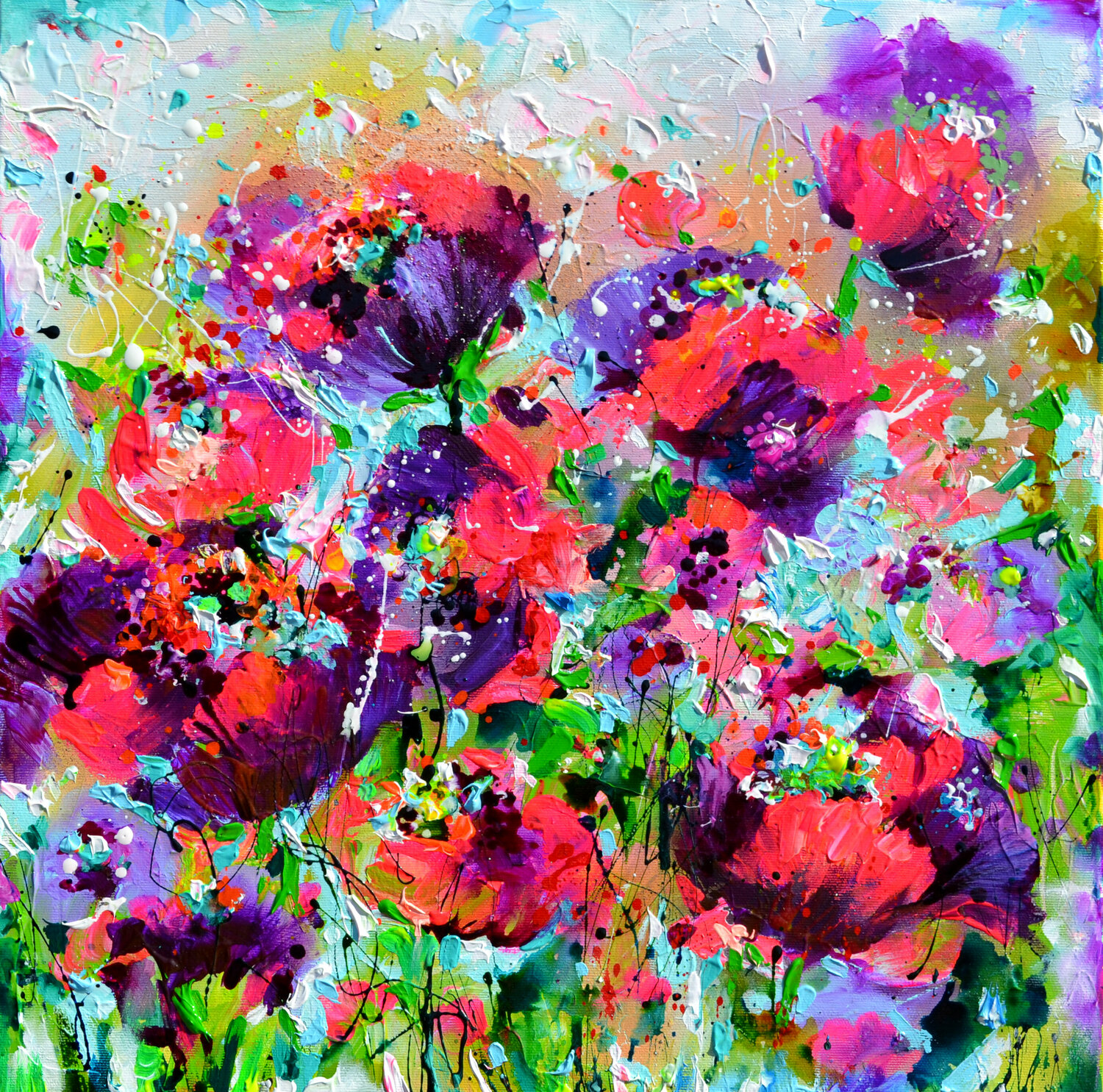 Purple Poppies Field Roxana Soos