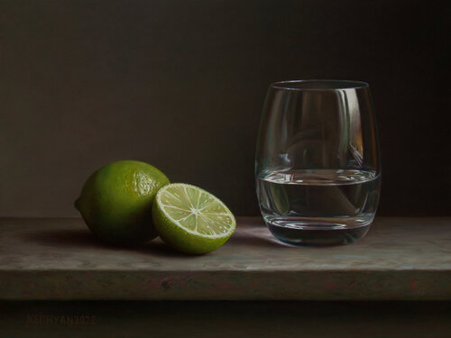 Limes with a glass di Albert Kechyan, Pittura in vendita su Singulart