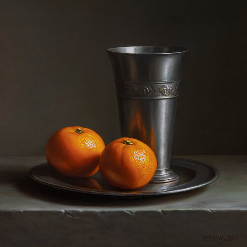 Mandarins with a pewter beaker Albert Kechyan