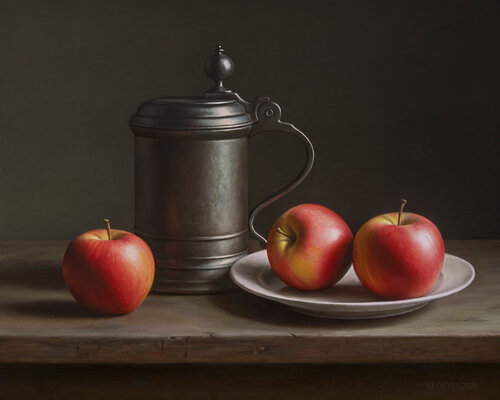 Three apples di Albert Kechyan, Pittura in vendita su Singulart