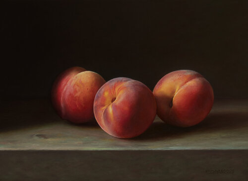 The Divine Beauty of Peaches di Albert Kechyan, Pittura in vendita su Singulart