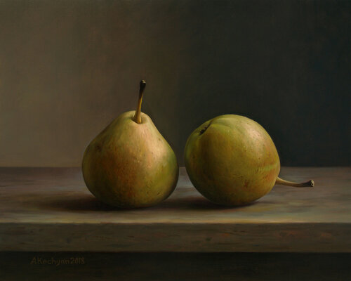 Two pears di Albert Kechyan, Pittura in vendita su Singulart