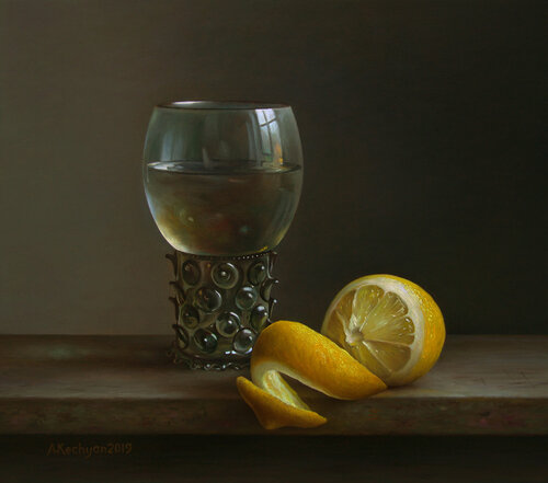Roemer glass with lemon di Albert Kechyan, Pittura in vendita su Singulart