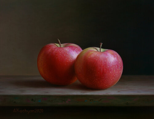 Two apples van Albert Kechyan, Schilderij te koop op Singulart