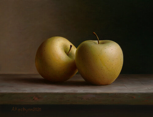 Two apples van Albert Kechyan, Schilderij te koop op Singulart