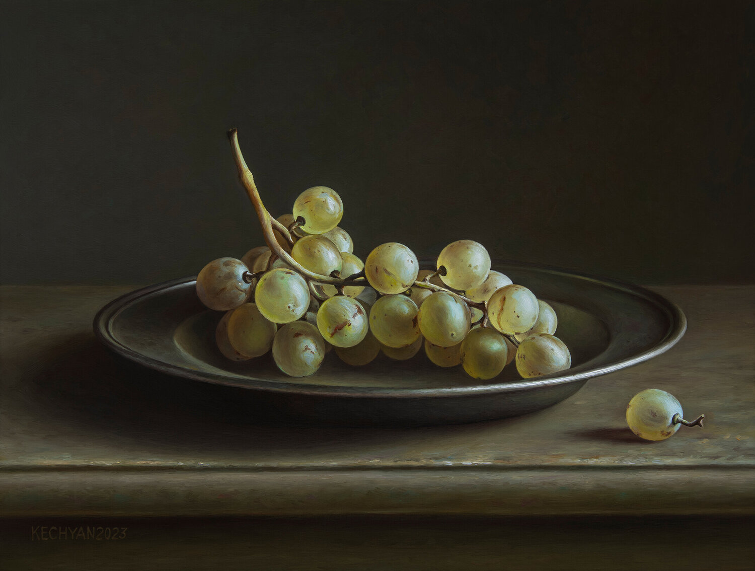 Grapes in a pewter plate Albert Kechyan