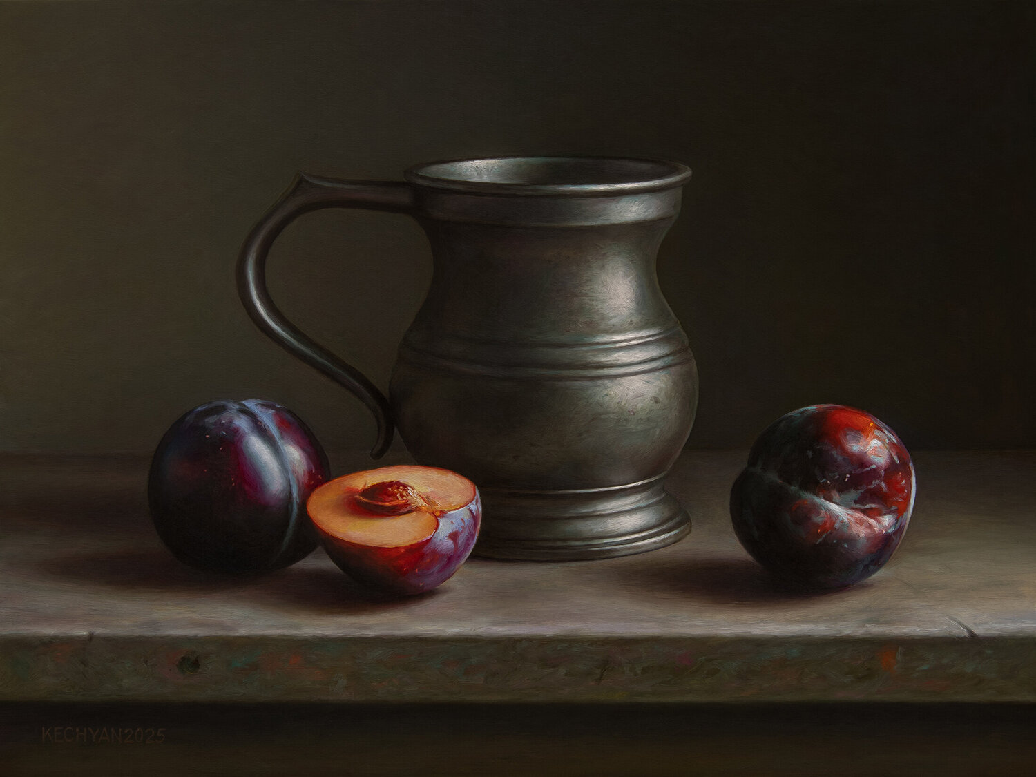Pewter tankard with plums Albert Kechyan