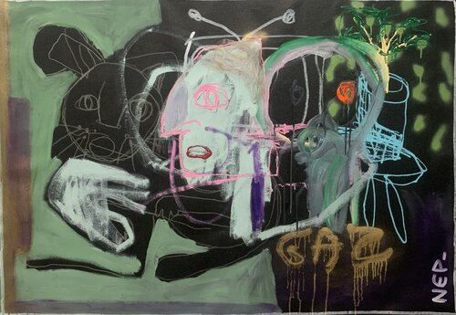 Du gaz dans un vert d’eau by NEP, Painting for Sale on Singulart