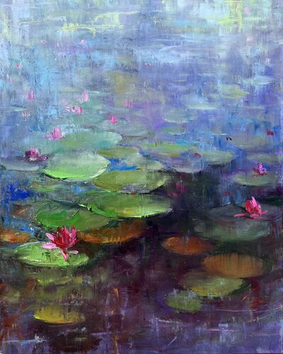 The magic of water lilies van Deana Evstefeeva, Schilderij te koop op Singulart