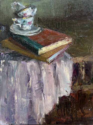 Porcelain and Books van Deana Evstefeeva, Schilderij te koop op Singulart
