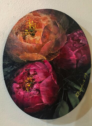 December peonies van Deana Evstefeeva, Schilderij te koop op Singulart