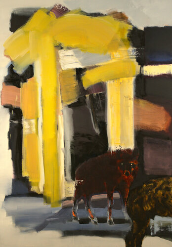The procession (left panel) van Jarik Jongman, Schilderij te koop op Singulart