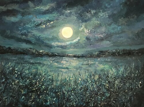Moonlight on the Marsh di Colette Baumback, Pittura in vendita su Singulart