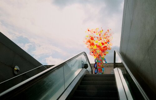 Die Rolltreppe van Christian v. Grumbkow, Werk op papier te koop op Singulart