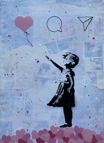 Banksy update available (Pink) par Michel Acosta Perez, Peinture en vente sur Singulart