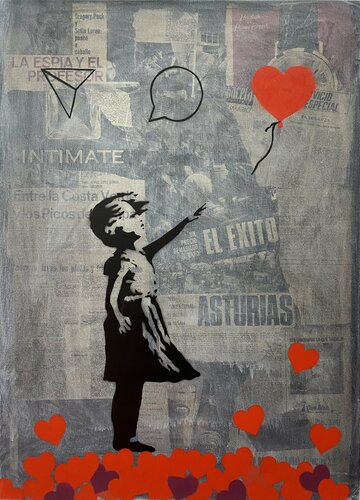 Banksy update available (EL EXITO) 2 di Michel Acosta Perez, Pittura in vendita su Singulart