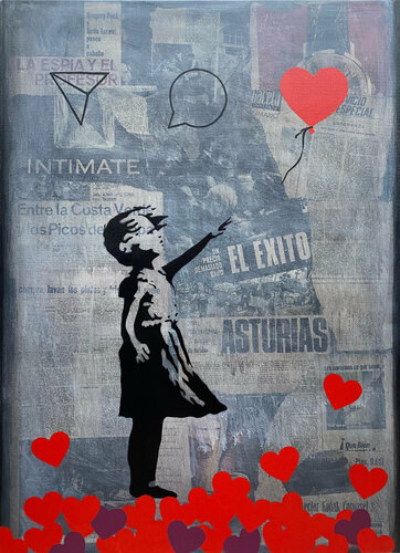 Banksy update available (EL EXITO) 3 di Michel Acosta Perez, Pittura in vendita su Singulart
