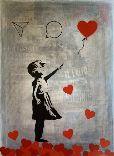 Banksy update available (EL EXITO) 6 di Michel Acosta Perez, Pittura in vendita su Singulart