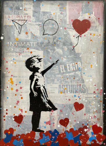 Banksy update available (EL EXITO) 8 di Michel Acosta Perez, Pittura in vendita su Singulart