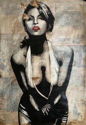 EVA MENDEZ (BLANCO Y NEGRO) by Michel Acosta Perez, 종이 for Sale on Singulart
