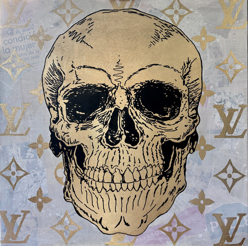 Patrón de Lujo (gold skull) di Michel Acosta Perez, Pittura in vendita su Singulart
