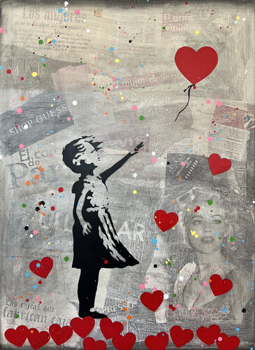 Banksy update available (El corazón de París) de Michel Acosta Perez, Pintura a la venta en Singulart