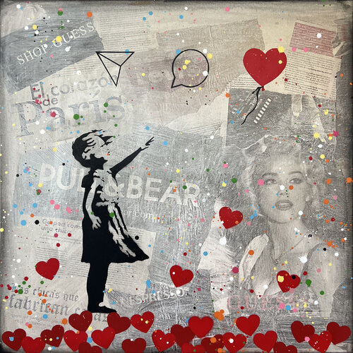 Banksy update available (El corazón de París) 2 de Michel Acosta Perez, Pintura a la venta en Singulart