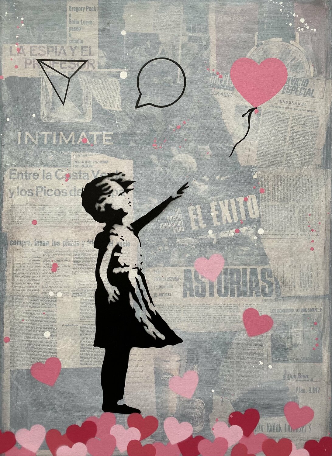 Banksy update available (EL EXITO) Pink Michel Acosta Perez Originalgemälde zu verkaufen